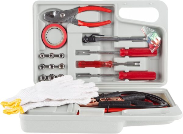 Roadside Emergency Car Kit - 30-Piece Road Trip Essentials Tool Set with Jumper Cables and Carrying Case for Car, Truck, or RV by Stalwart