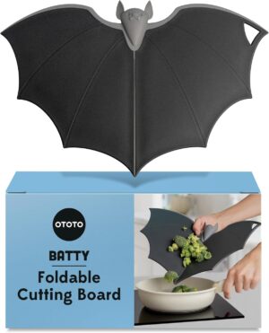 Cutting Board by OTOTO – Wooden & Plastic Cutting Boards for Kitchen, Fun & Spooky Kitchen Gadgets, Housewarming & Goth Gifts, Dishwasher Safe (Bat, Plastic)