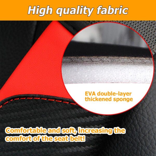 2PCS Car Seat Belt Cover, Carbon Fiber Seatbelt Shoulder Protection, Soft Car Seat Belt Strap Cushion Protect Your Neck and Shoulder, Car Accessories Seat Belt Pad for Car Truck (Red)