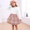 Toddler Girl Clothes Fall Winter Outfits Little Girl 2Pcs Ruffle Long Sleeve Knit Sweater Shirts Plaid Skirts Set