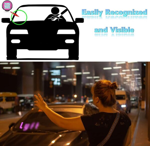 Light Sign for Car, Pink Light Decal for Car Windshield with Suction Cups, Car LED Light Sign with USB Interface-A1