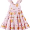 Baby Girls Tiered Dress Flutter Sleeve Twirly Unicorn Sundress Kids Cute Outfits Toddler Summer Dresses 2-8 Years Old