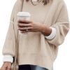 ETCYY Womens Oversized Sweaters Fall 2025 Fashion Clothes Trendy Batwing Sleeve Colorblock Striped Knit Pullover Tops