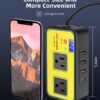 200W Car Power Inverter, DC 12V to 110V AC 6 in 1 Car Charger Adapter with 20W USB-C [PD] & 18W USB-A [QC], Dual USB/AC Outlet, Car Plug Adapter Outlet for Laptop, Road Trip Essential, Yellow