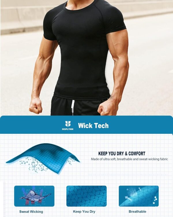 4/5 Pack Workout Compression Shirts Men Long/Short Sleeve Rash Guard Athletic Undershirt Gear T Shirt for Sports