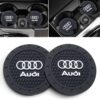 Car Cup Holder Coaster for Audi Recessed Silicone CupHolder Coaster Interior Accessories 2.75in 2Pieces Black