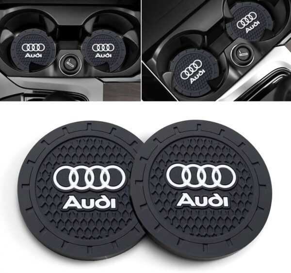 Car Cup Holder Coaster for Audi Recessed Silicone CupHolder Coaster Interior Accessories 2.75in 2Pieces Black