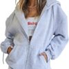 Trendy Queen Womens Zip Up Hoodies Oversized Sweatshirts Fall Fashion Outfits Casual Jackets 2025 Winter Clothes