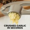 Zulay Kitchen Premium Garlic Press Set - Rust Proof & Dishwasher Safe Professional Garlic Mincer Tool - Easy-Squeeze, Easy-Clean with Soft, Ergonomic Handle - Silicone Garlic Peeler & Brush (Silver)