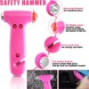 Car Emergency Kit, Pink Roadside Emergency Car Kit with Jumper Cables, Tow Rope, Safety Hammer, Pink Car Accessories for Women