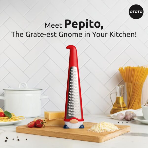 NEW OTOTO Pepito Zester Grater - Gnomes Cheese Grater, Gnome Gifts, Parmesan Cheese Graters for Kitchen, Garlic Grater, Citrus Lemon Zester, Cute Kitchen Accessories Unique Gadgets, Mushroom Gifts