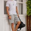 JMIERR Mens Casual Shorts - Cotton Drawstring Summer Beach Stretch Twill Chino Golf Shorts