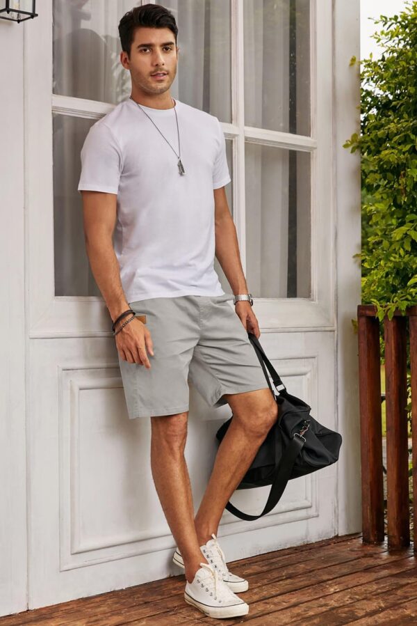 JMIERR Mens Casual Shorts - Cotton Drawstring Summer Beach Stretch Twill Chino Golf Shorts