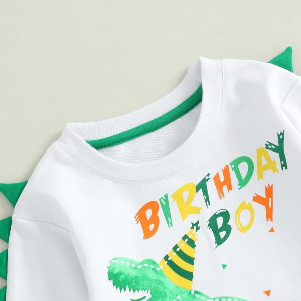 toddler baby boy dinosaur birthday outfit oversize crewneck sweatshirt pants set fast one tow 2nd birthday clothes 1-5Y