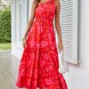 PRETTYGARDEN Women's Summer Floral Maxi Dress Knot One Shoulder Sleeveless Ruffle Flowy Boho Beach Wedding Guest Dresses