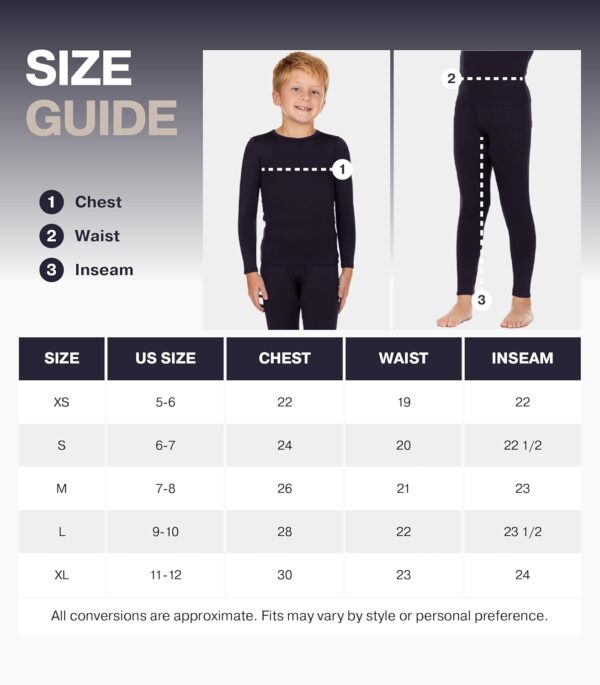 Thermajohn Thermal Underwear for Kids, Boys Thermal Underwear Set | Kids Base Layers for Skiing | Long Johns for Boys Kids