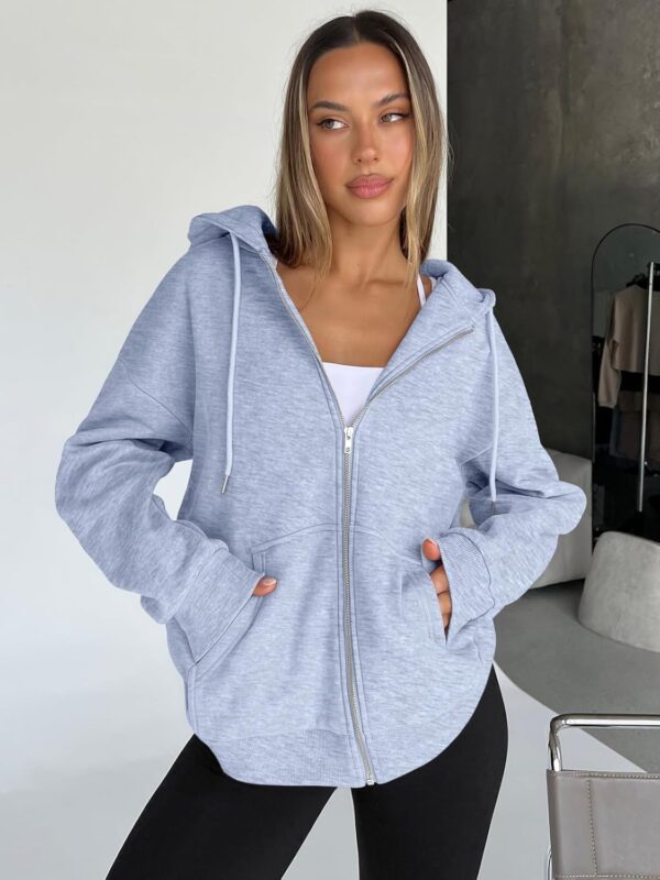 Trendy Queen Womens Zip Up Hoodies Oversized Sweatshirts Fall Fashion Outfits Casual Jackets 2025 Winter Clothes