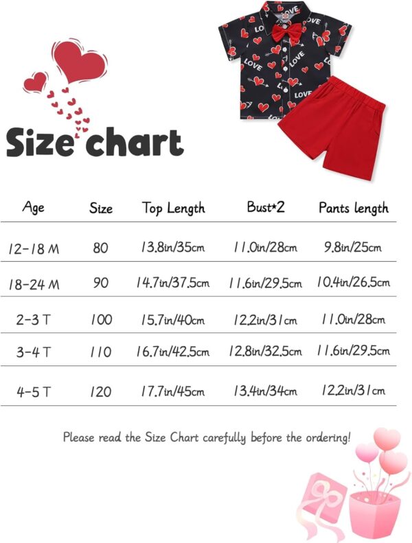 Sinda Toddler Baby Boy Valentines Outfit Love Heart Shirt Red Shorts Valentine Clothing Sets12M-5T