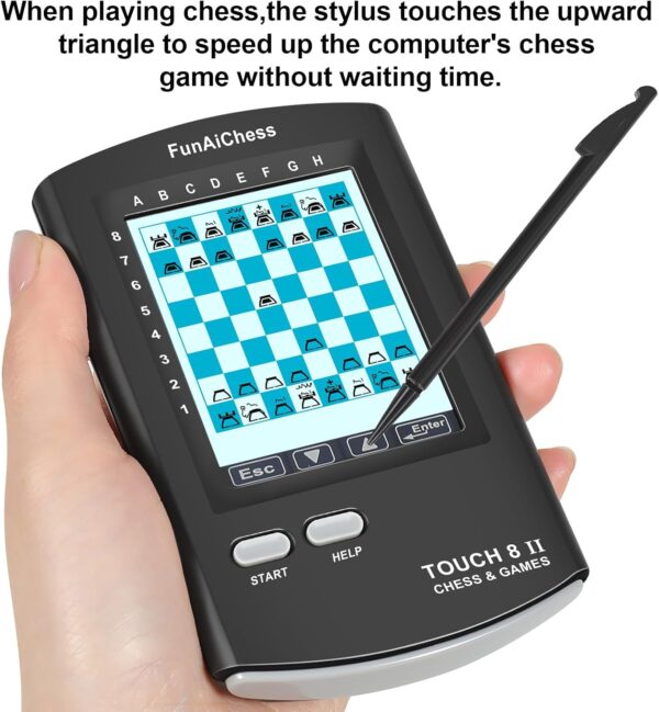 Handheld Electronic Chess Board 8 in 1 Touch Chess Computer Game Ai Chess Up Smart Electronic Chess Set for Adults, Kids,and Beginners Learn and Travel with Stylus Large LCD Display Gift