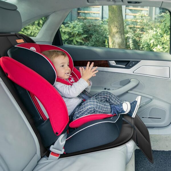 Car Seat Protector, 2Pack Seat Protector Protect Child Seats with Thickest Padding and Non-Slip Backing Mesh Pockets for Baby and Pet,Sedan SUV Truck (Black)