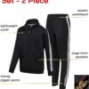 Boys' Tricot Jogger Set - 2 Piece Active Performance Zip-Up Tracksuit Set (Size: 4-18)