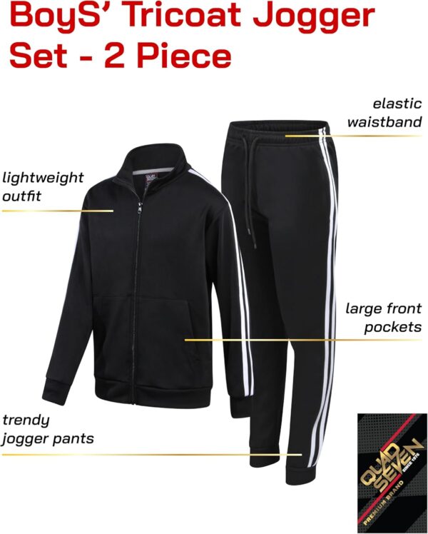 Boys' Tricot Jogger Set - 2 Piece Active Performance Zip-Up Tracksuit Set (Size: 4-18)