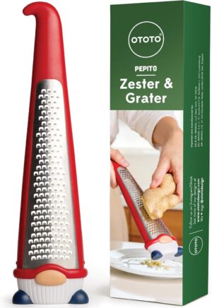 NEW OTOTO Pepito Zester Grater - Gnomes Cheese Grater, Gnome Gifts, Parmesan Cheese Graters for Kitchen, Garlic Grater, Citrus Lemon Zester, Cute Kitchen Accessories Unique Gadgets, Mushroom Gifts