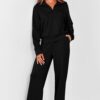 PRETTYGARDEN Women's 2 Piece Outfits Casual Lapel Half Zip Sweatshirts And Wide Leg Pants Tracksuit Sets