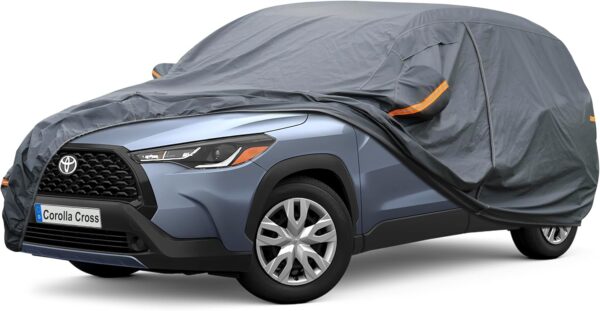 Premium Car Cover Custom Fit Toyota Corolla Cross (2022-2025), 16 Layers Heavy Duty Car Cover Waterproof All Weather with Zipper Door for Sun Rain Snow Dust Uv Protection