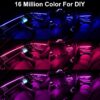 Interior Car LED Strip Lights APP Control, 5 in 1 RGB 16 Million Colors Ambient Lighting Kit with 236 inches Fiber Optic, Music Mode Inside Car Lighting Accessories