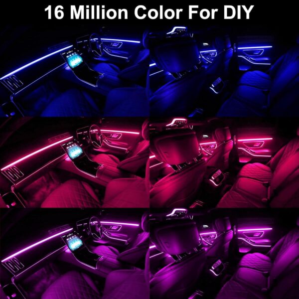 Interior Car LED Strip Lights APP Control, 5 in 1 RGB 16 Million Colors Ambient Lighting Kit with 236 inches Fiber Optic, Music Mode Inside Car Lighting Accessories