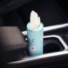 Car Tissue Holder with Facial Tissues Bulk - 4 PK Car Tissues Cylinder, Tissue Holder for Car, Travel Tissues for Car Cup Holder, Refill Car Tissue Box Round Container