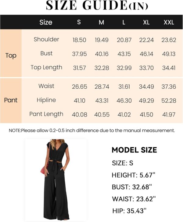 PRETTYGARDEN Women's Summer 2 Piece Outfits 2025 Cap Sleeve V Neck Belted Crop Tops Wide Leg Pant Sets Casual Tracksuit