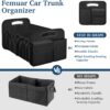 Femuar Car Trunk Organizer, Car Storage Organizer with Large Capacity Waterproof Collapsible Trunk Organizer for Car Suv/Jeep/Sedan (Black, Standard)