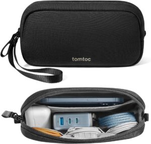 tomtoc Electronics Organizer Travel Case, Water Resistant Travel Bag Cable Organizer for Essentials, Tech Pouch Accessories Carry Storage for Cord, Phone, Cables, Airpods, USB Flash Drive, Daily Items