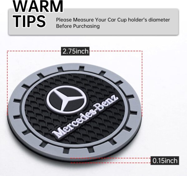 Car Cup Coaster Compatible with Mercedes Benz A-Class C-Class CLA CLS AMG GLC GLE GLS Recessed Silicone Cup Holder Coaster Interior Accessories 2.75in 2Pieces