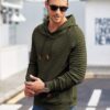 COOFANDY Mens Hoodies Pullover Casaul Long Sleeve Drawstring Waffle Knit Hooded Sweatshirt with Kanga Pocket