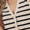 LILLUSORY Vest Tops for Women Striped Sweater Vest 2025 Summer Crochet Cropped Button Up Work Tank Top Outfits Clothes