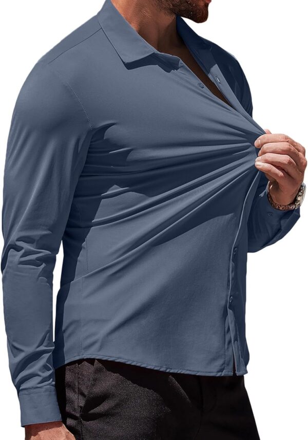 COOFANDY Men's Muscle Fit Dress Shirts Wrinkle-Free Long Sleeve Casual Button Down Shirts