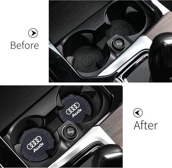 Car Cup Holder Coaster for Audi Recessed Silicone CupHolder Coaster Interior Accessories 2.75in 2Pieces Black