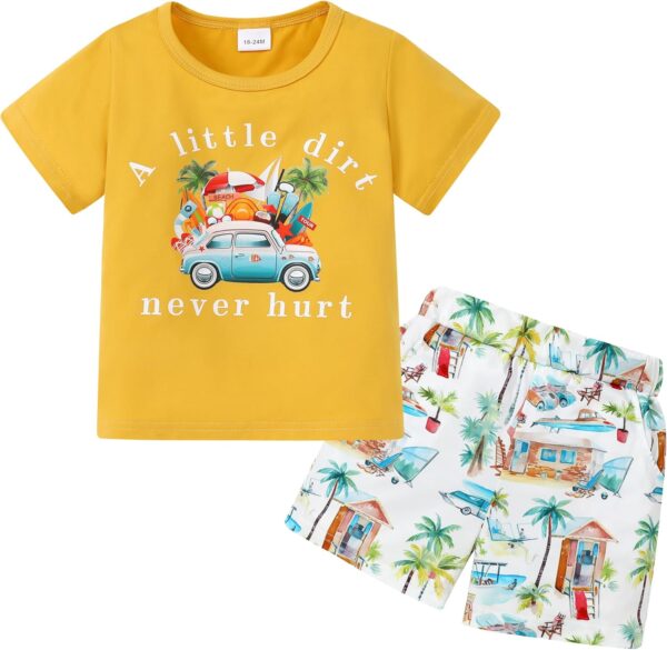 YUEMION Toddler Baby Boy Summer Outfit 1-5T Baby Boy Clothes Short Sleeve T-Shirts Top + Shorts 2Pcs Boy Clothing Casual Set