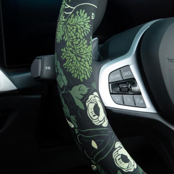 Sage Green Floral and Plant Steering Wheel Cover Auto Steering Wheel Protector, Anti-Slip, Breathable, Absorbing Sweat, Universal Plant Car Accessories 14.5–15 inch,Fit for Most Car, Trucks, SUV