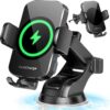 Wireless Car Charger, Fast Charging Phone Holder 3 in 1 Phone Mount Auto Clamping Car Accessories Compatible with iPhone 16 15 14 13 12 11 Xs XR, Samsung S23 Ultra S22 S21 S20/S10+ S9+ Note 9