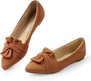 MUSSHOE Women's Flats Dressy Pointed Toe Comfortable Bowknot Ballet Flats Shoes