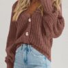 PRETTYGARDEN Women's Chunky Knit Open Front Sweater Long Sleeve Button Loose Short Cardigan Outerwear Coats