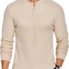 COOFANDY Men's Henley Shirts Long Sleeve Basic Pullover Shirt Lightweight Button T-Shirts