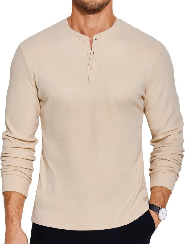 COOFANDY Men's Henley Shirts Long Sleeve Basic Pullover Shirt Lightweight Button T-Shirts