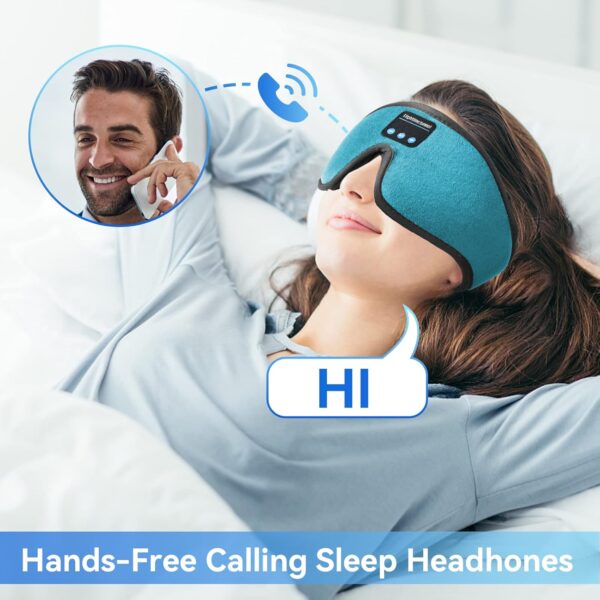 Sleep Headphones, 3D Bluetooth Sleep Mask, Washable Sleeping Headphones with Ultra Thin Stereo Speakers Microphone Hands Free for Insomnia Travel