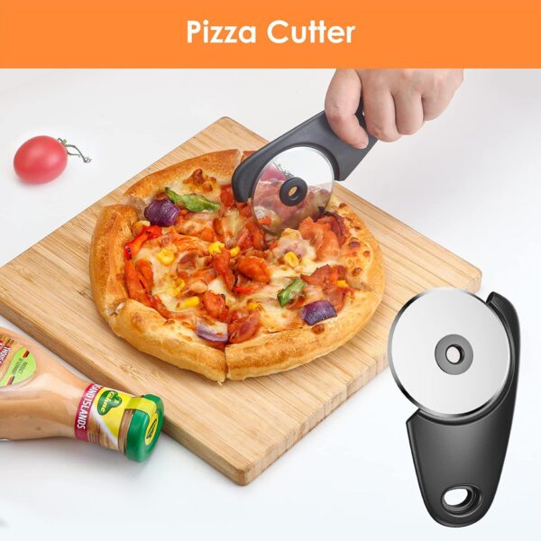 Kitchen Unique Gadgets Set 6 Pieces, Space Saving, Cheese Grater, Bottle Opener, Fruit Vegetable Peeler, Pizza Cutter, Garlic Ginger Grinder, Herb Stripper Gift Set