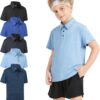 5 Pack Boys&Girls Athletic Polo Quick Dry Short Sleeve Youth Performance Activewear Golf Shirt for Kids